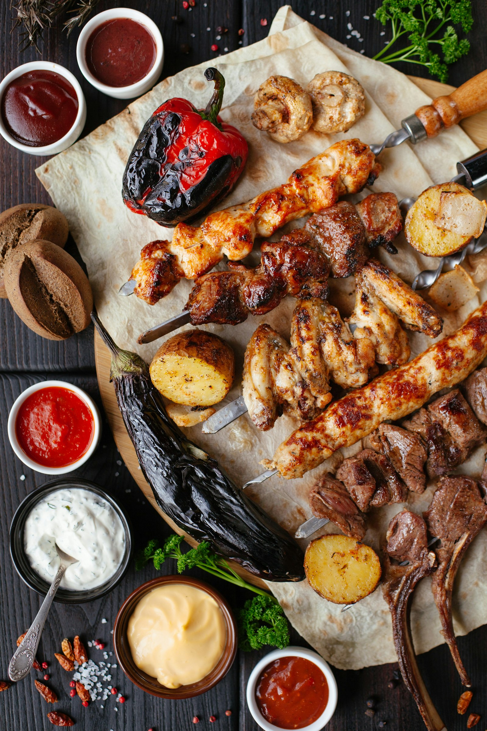 Bright overhead market platter